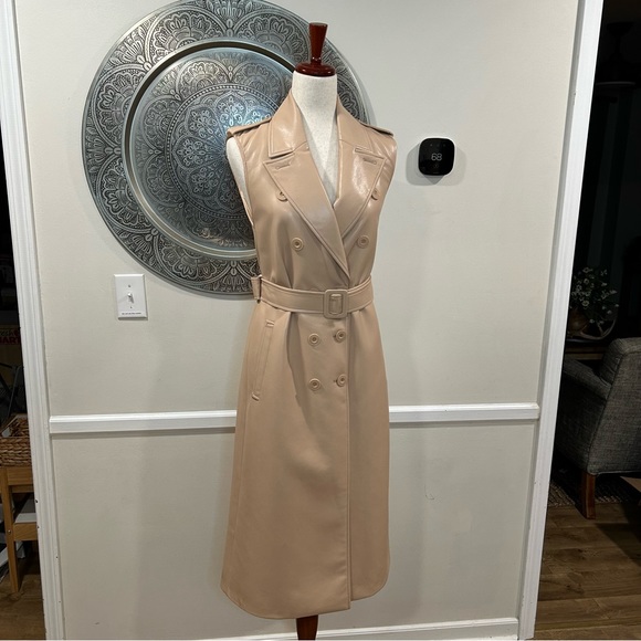 NWT $795 Alice and Olivia Conan Vegan Leather, belted long dress- Size XS - Picture 2 of 11